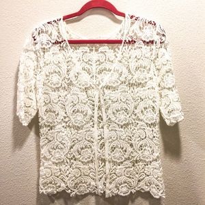 Cotton Lace White Front Button Top